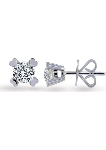 0.20 Ct Tektaş Kalp Tırnak Küpe