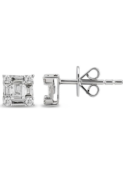 0.96 Karat F Renk Pırlanta Baget Küpe Kpb1