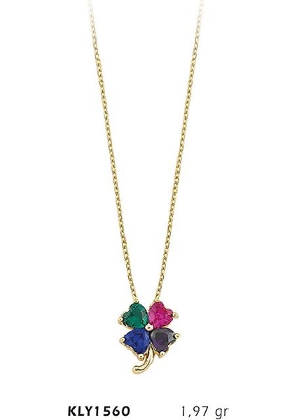 14 Ayar Altın Renkli Yonca Kolye Kly1560