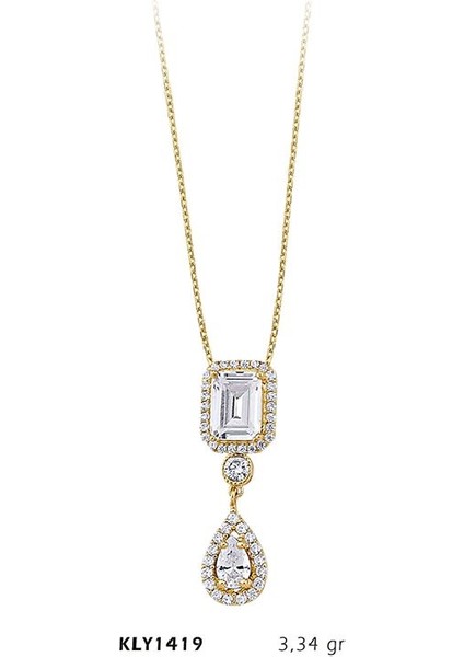 14 Ayar Altın Sallantı Baget Kolye Kly1419