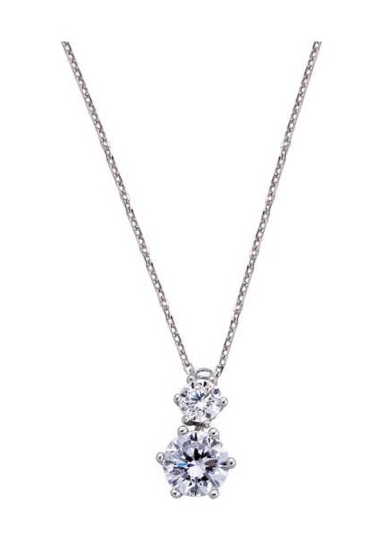 6 Tırnak Pırlanta Montür Swarovski Gümüş Kolye - Gms1426