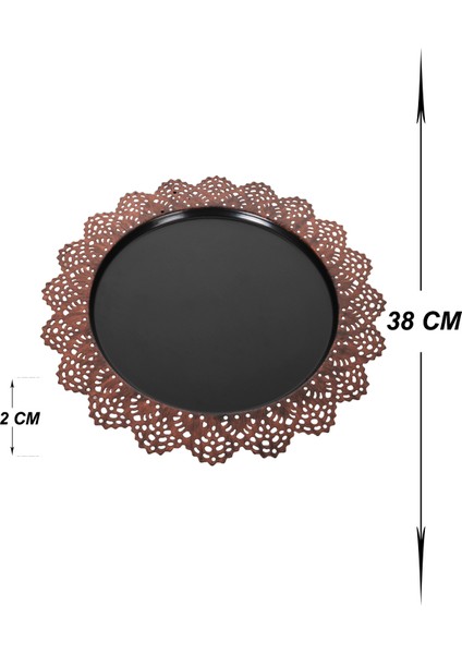 Home Metal Tepsi Desenli Siyah Bakır Köşe