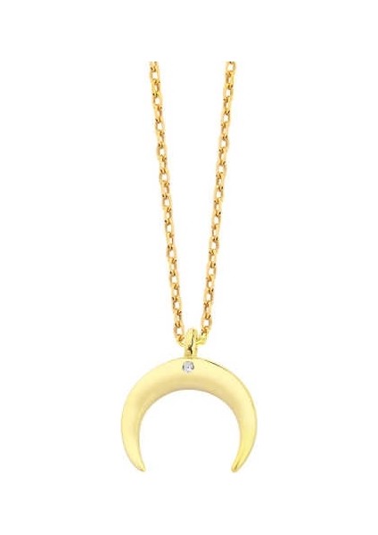 Boynuz Tektaş Gümüş Kolye - Gms1261