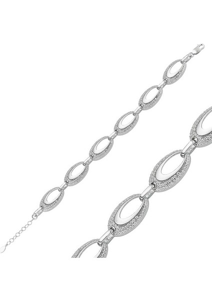 Br0460244 Gümüş Taşlı Oval Bayan Bileklik