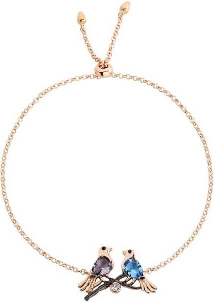 Çift Kuşlu Asansörlü Gümüş Bileklik - Gms725