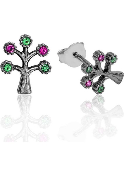 Ea1160111 Gümüş Hayat Ağacı Çivili Küpe
