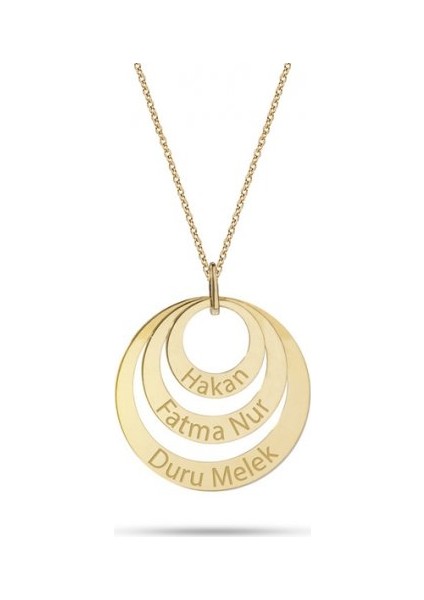 Gümüş Halka Üç İsim Kolye - Gms515