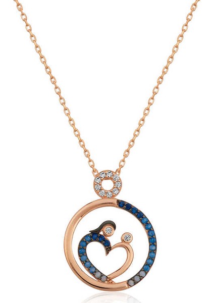 Gümüş Kalp Anne Ve Bebek Bayan Kolye