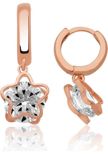 Gümüş Üç Boyutlu Çiçek Küpe