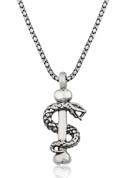 Gümüş Yılan Erkek Kolye