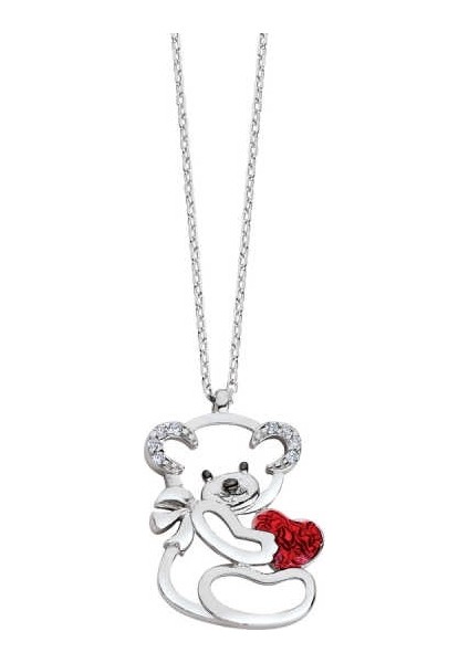 Kalpli Minik Panda Gümüş Kolye - Gms1222