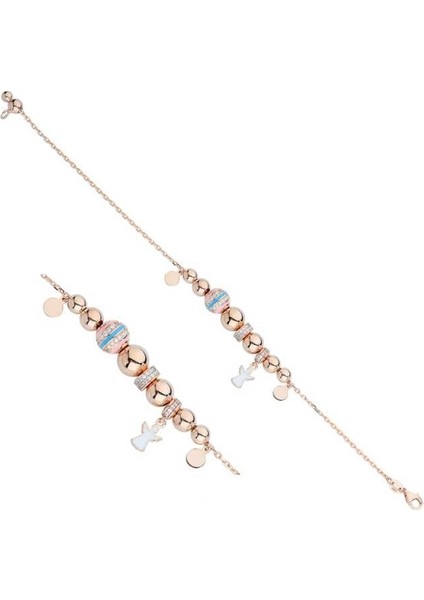 Melek Figürlü Mineli Gümüş Bileklik - Gms750