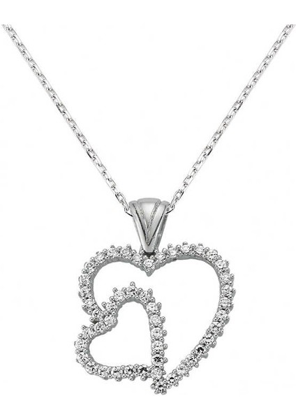 Pnd47138037 Gümüş Kalpli Bayan Kolye