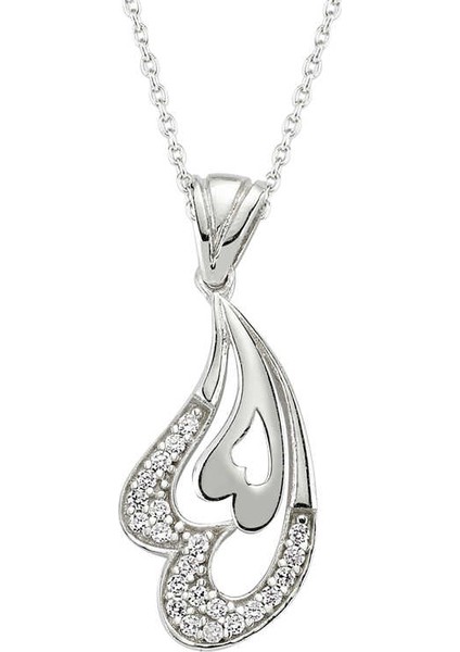 Pnd47138290 Gümüş Kalpli Bayan Kolye