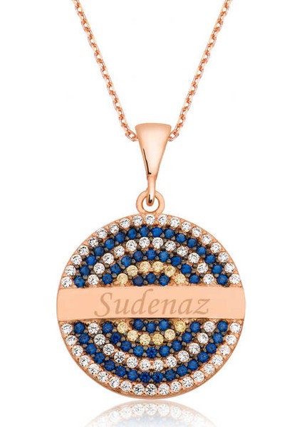 Pt2610634 Gümüş Mavi Taşlı İsimli Bayan Kolye