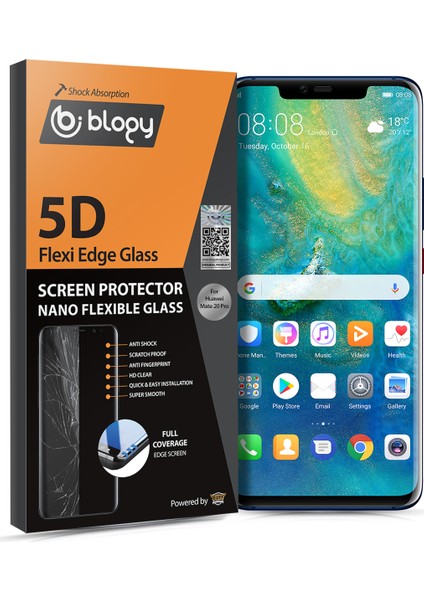 Huawei Mate 20 Pro ile Uyumlu Flexi Edge 5D Ekran Koruyucu