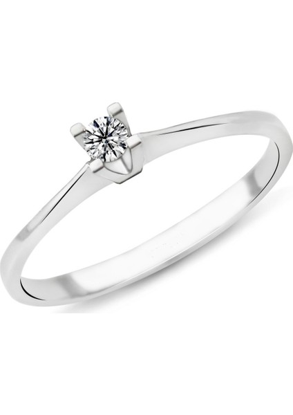 0.12 Karat F Renk Pırlanta Tektaş Yüzük Pr265