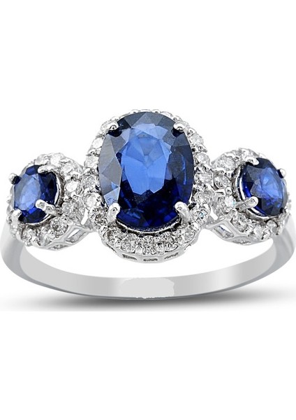 2.36 Ct Pırlanta Safir Yüzük Rty14