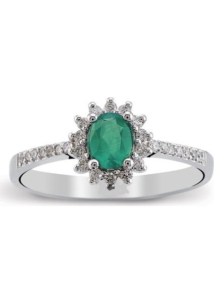0.43 Ct Pırlanta Zümrüt Yüzük Rty16