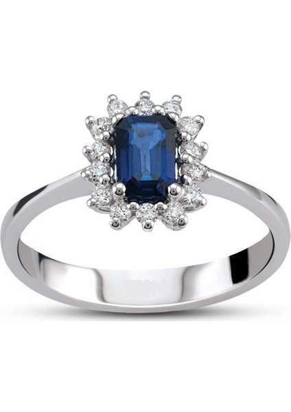 0.68 Ct Pırlanta Safir Yüzük Rty22