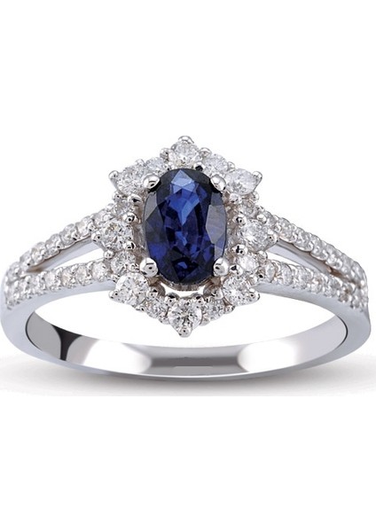 1.02 Ct Pırlanta Safir Yüzük Rty23