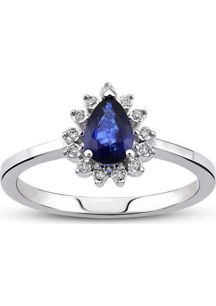 0.42 Ct Pırlanta Safir Yüzük Rty29