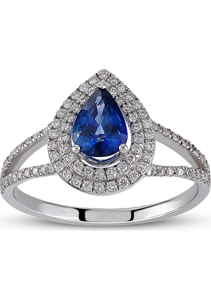 1.21 Ct Pırlanta Safir Yüzük Rty33