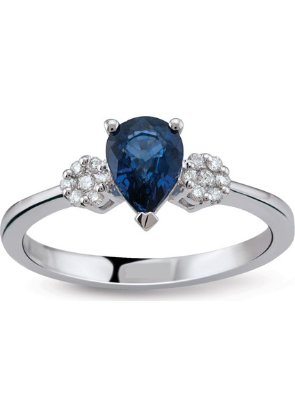0.86 Ct Pırlanta Safir Yüzük Rty34