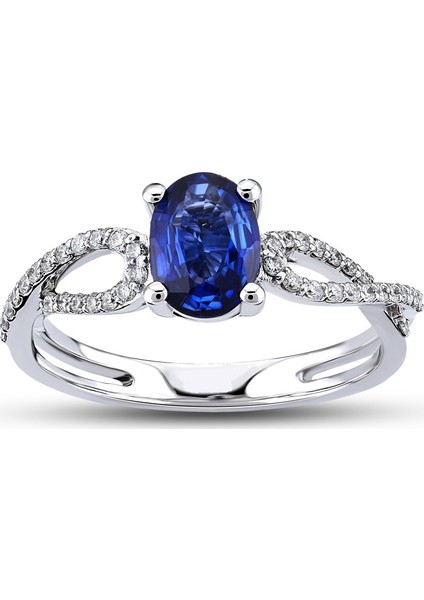 1.10 Ct Pırlanta Safir Yüzük Rty36