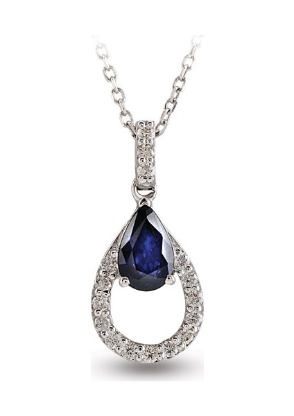 0.54 Ct Pırlanta Safir Kolye Rtkl28