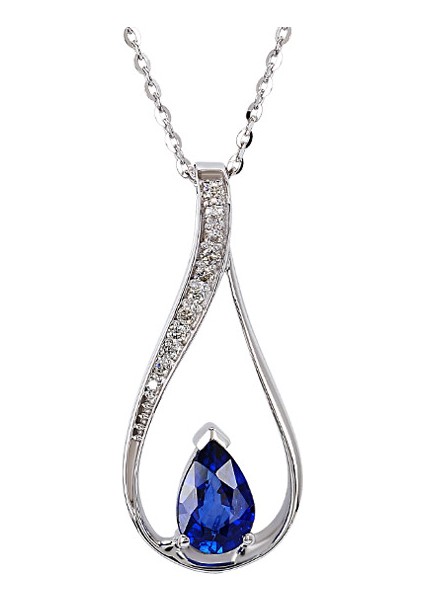 0.56 Ct Pırlanta Safir Kolye Rtkl9