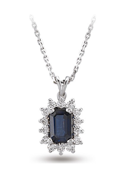0.71 Ct Pırlanta Safir Kolye Rtkl16