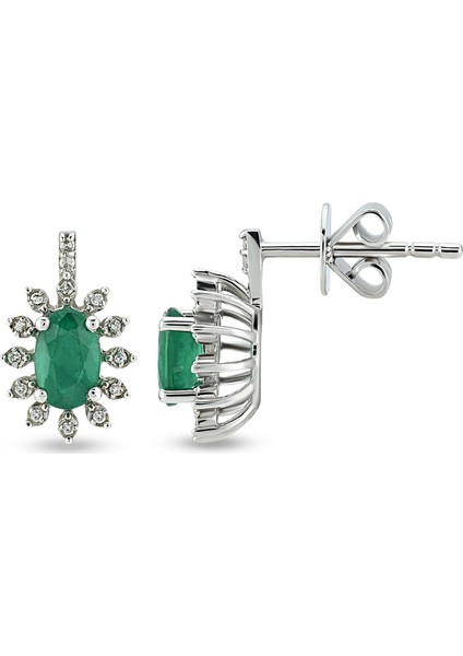 0.72 Ct Pırlantalı Zümrüt Küpe Rtk44
