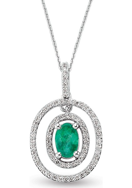 1.00 Ct Pırlanta Zümrüt Taşlı Kolye Rtkl44