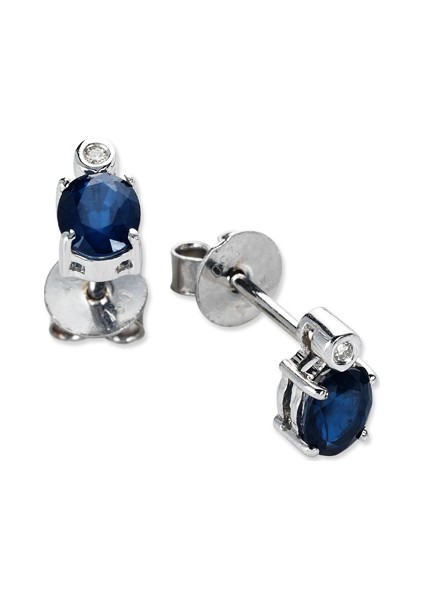 1.00 Ct Pırlantalı Safir Küpe Rtk29