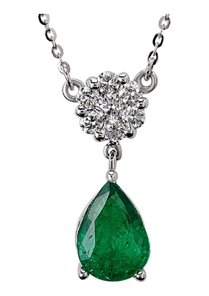 1.07 Ct Pırlanta Zümrüt Taşlı Kolye Rtkl7