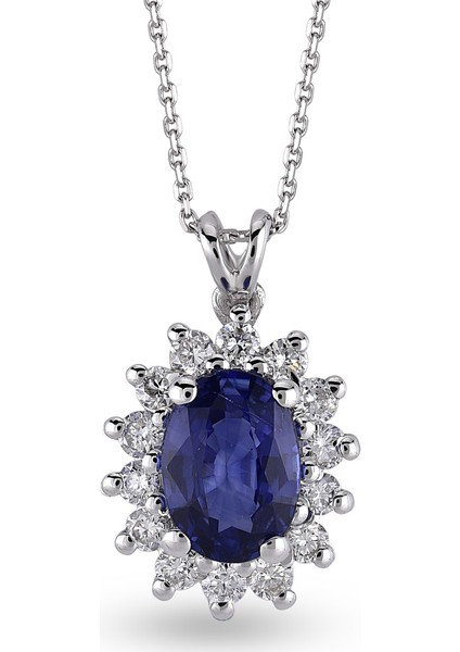 1.14 Ct Pırlanta Safir Kolye Rtkl32