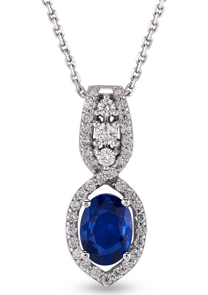 1.15 Ct Pırlanta Safir Kolye Rtkl42