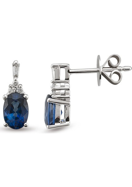 1.31 Ct Pırlantalı Safir Küpe Rtk21
