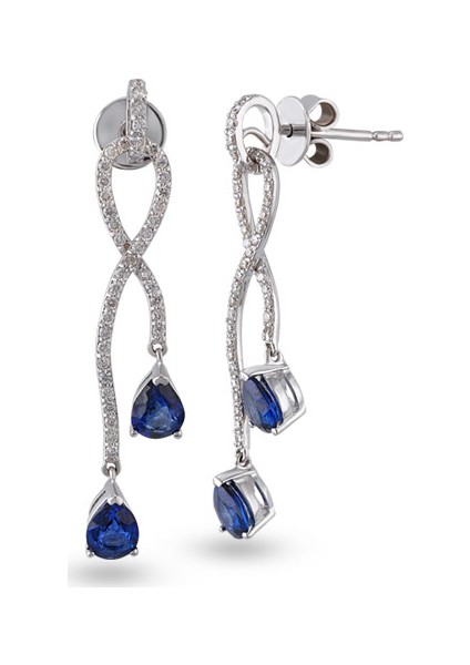 1.64 Ct Pırlantalı Safir Küpe Rtk39