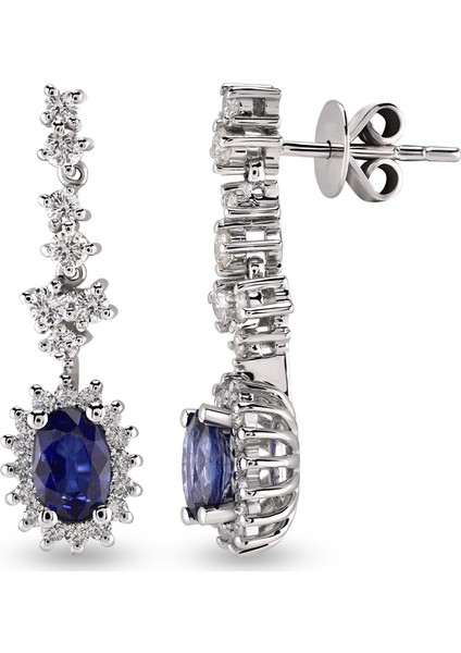 1.74 Ct Pırlantalı Safir Küpe Rtk38