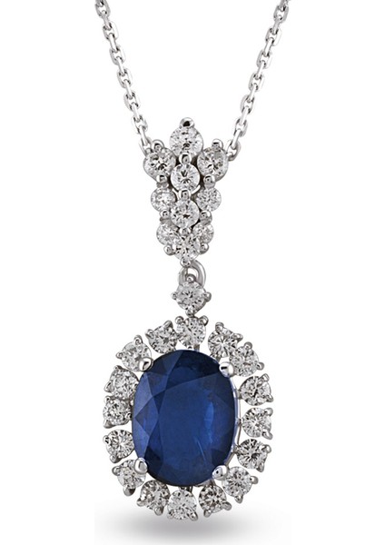 2.09 Ct Pırlanta Safir Kolye Rtkl49