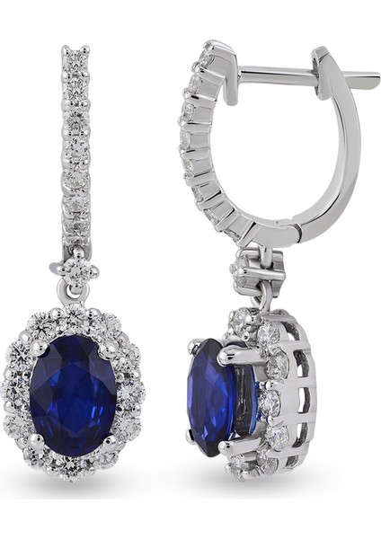 2.50 Ct Pırlantalı Safir Küpe Rtk35