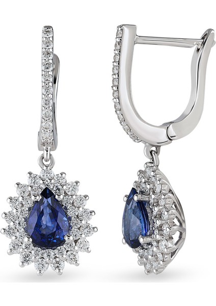 2.50 Ct Pırlantalı Safir Küpe Rtk43