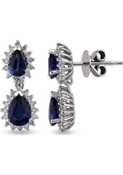 3.16 Ct Pırlantalı Safir Küpe Rtk32