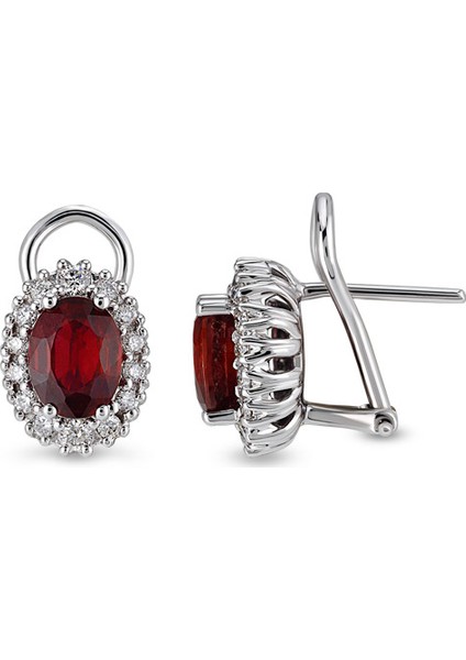3.97 Ct Pırlantalı Yakut Küpe Rtk31
