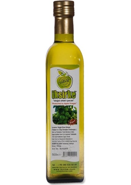 Doğal Katkısız Ekşi Elma Sirkesi - 500 ml