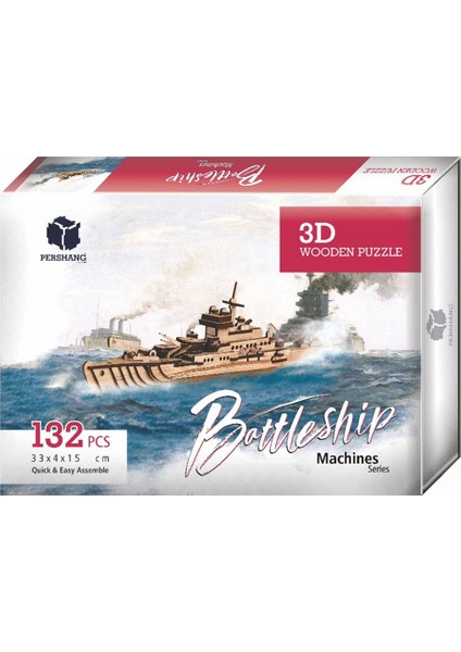 Savaş Gemisi 132 Parça Ahşap 3D Puzzle