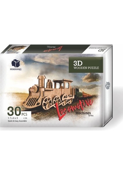 Lokomotif 30 Parça Ahşap 3D Puzzle