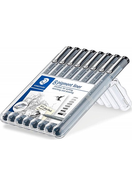 Pigment Liner Teknik Çizim Kalemi Seti 8'li Plastik Kutulu